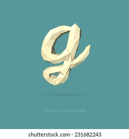 Low Poly Lower Case Alphabet Letter g - Hand Drawn Style - Vector Illustration