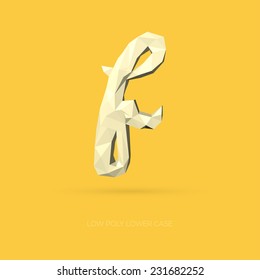 Low Poly Lower Case Alphabet Letter f - Hand Drawn Style - Vector Illustration