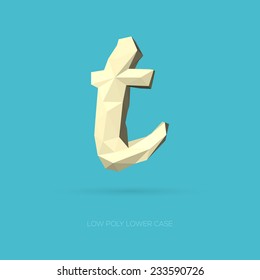 Low Poly Lower Case Alphabet Letter t - Hand Drawn Style - Vector Illustration