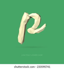 Low Poly Lower Case Alphabet Letter p - Hand Drawn Style - Vector Illustration