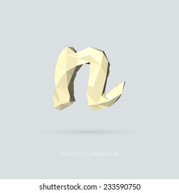 Low Poly Lower Case Alphabet Letter n - Hand Drawn Style - Vector Illustration