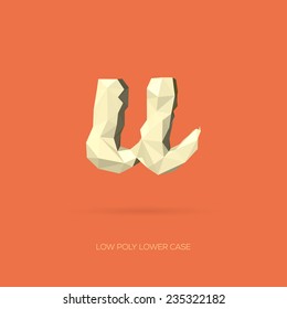 Low Poly Lower Case Alphabet Letter u - Hand Drawn Style - Vector Illustration