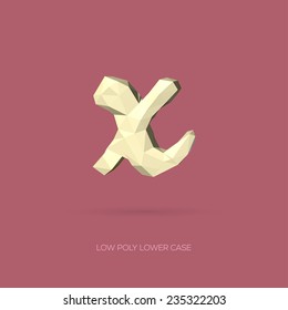 Low Poly Lower Case Alphabet Letter x - Hand Drawn Style - Vector Illustration