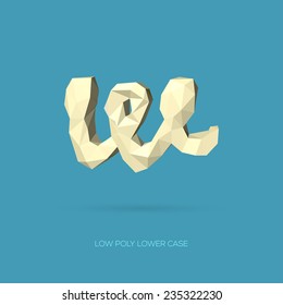 Low Poly Lower Case Alphabet Letter w - Hand Drawn Style - Vector Illustration