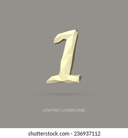 Low Poly Lower Case Alphabet Number 1 - Hand Drawn Style - Vector Illustration