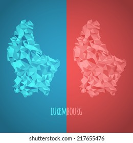 Low Poly Luxembourg Map with National Colors - Infographic - Vector Illustration