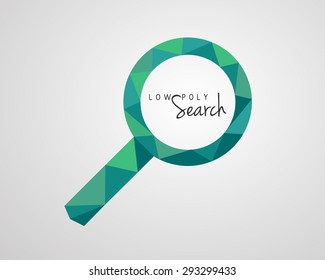 Low poly magnifier as search and research symbol