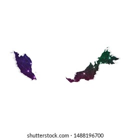 Low poly Malaysia map in geometric polygonal on white background. Vector Illustration Eps10.