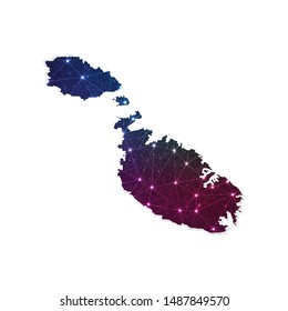 Low poly Malta map in geometric polygonal on white background. Vector Illustration Eps10.