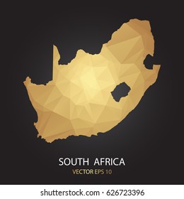 Low poly map of Africa. Gold Polygonal shape on black background. Vector illustration eps 10.