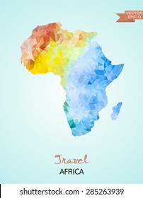 Low poly map of Africa isolated on background. Vector version