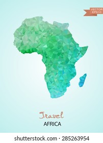 Low poly map of Africa isolated on background. Vector version