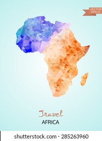 Low poly map of Africa isolated on background. Vector version