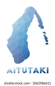 Mapa de baja polilla de Aitutaki. Ilustración geométrica de la isla. Mapa poligonal de Aitutaki. Tecnología, Internet, concepto de red. Ilustración vectorial.