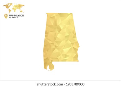 Low poly map of Alabama. Gold Polygon. Vector illustration eps 10.