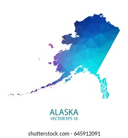 Low poly map of Alaska. Colorful Polygonal shape on black background. Vector illustration eps 10.