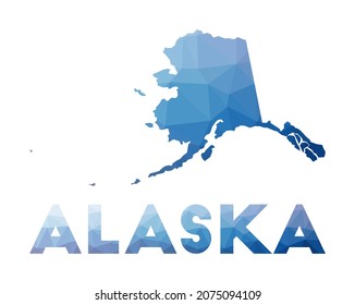 Low poly map of Alaska. Geometric illustration of the us state. Alaska polygonal map. Technology, internet, network concept. Vector illustration.