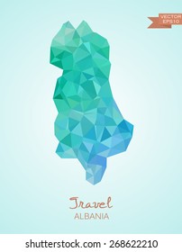 Low Poly Map of Albania isolated. Vector version