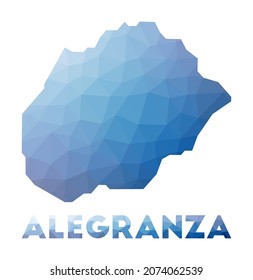 Low poly map of Alegranza. Geometric illustration of the island. Alegranza polygonal map. Technology, internet, network concept. Vector illustration.