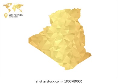 Low poly map of Algeria. Gold Polygon. Vector illustration eps 10.
