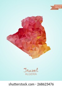 Low Poly map of Algeria isolated. Vector version