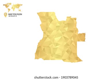 Mapa bajo de poli de Angola. Polígono dorado. Ilustración vectorial eps 10.