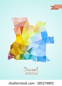 Low Poly map of Angola isolated on background. Vector version