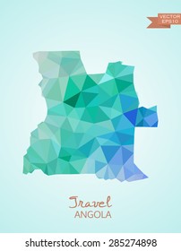 Low Poly map of Angola isolated on background. Vector version