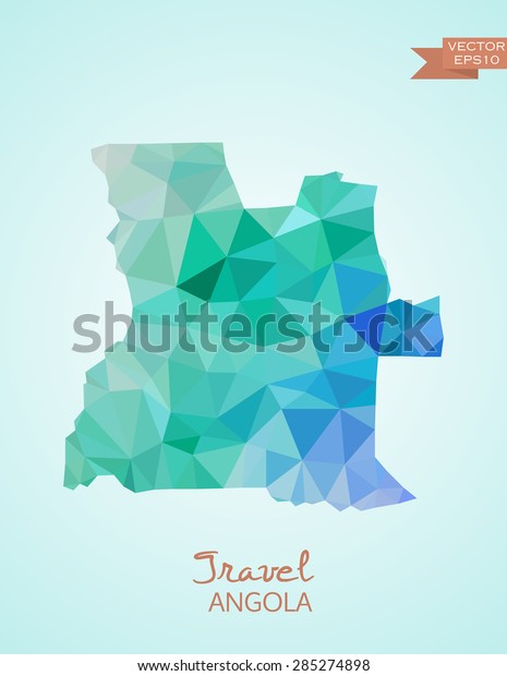 Low Poly Map Angola Isolated On Stock Vector Royalty Free 285274898