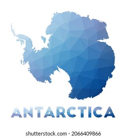 Low poly map of Antarctica. Geometric illustration of the country. Antarctica polygonal map. Technology, internet, network concept. Vector illustration.
