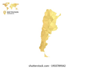 Mapa de baja polilla de Argentina. Polígono dorado. Ilustración vectorial eps 10.