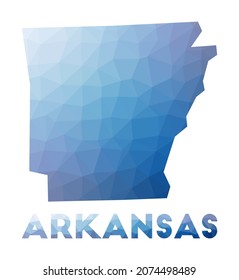 Low poly map of Arkansas. Geometric illustration of the US state. Arkansas polygonal map. Technology, internet, network concept. Vector illustration.