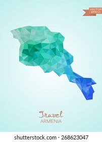 Low Poly Map of Armenia isolated. Vector version
