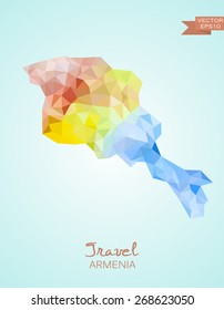Low Poly Map of Armenia isolated. Vector version
