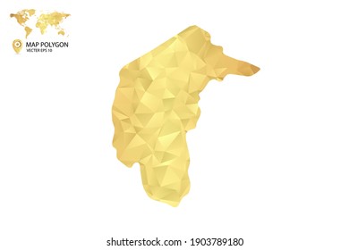 Mapa bajo de polígonos del Territorio de la Capital Australiana. Polígono dorado. Ilustración vectorial eps 10.