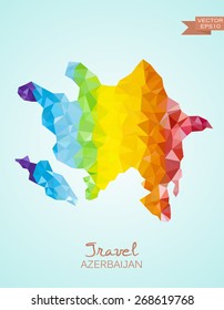 Low Poly map of Azerbaijan isolated. Vector version