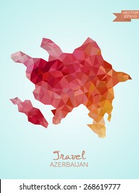 Low Poly map of Azerbaijan isolated. Vector version