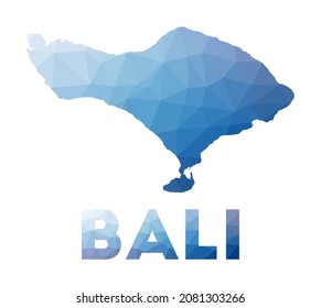Low-Poly-Karte von Bali. Geometrische Abbildung der Insel. Bali Polygonal Karte. Technologie, Internet, Netzkonzept. Vektorgrafik.