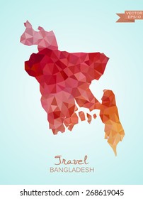 Low poly map of Bangladesh isolated. Vector version