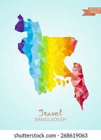 Low poly map of Bangladesh isolated. Vector version