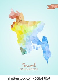 Low poly map of Bangladesh isolated. Vector version