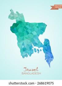 Low poly map of Bangladesh isolated. Vector version
