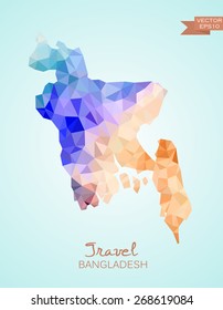 Low poly map of Bangladesh isolated. Vector version