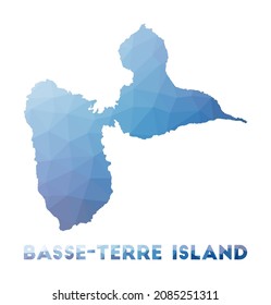 Mapa de polos bajo de la isla Basse-Terre. Mapa poligonal de la isla Basse-Terre. Tecnología, Internet, concepto de red. Ilustración vectorial.