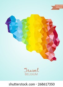 Low Poly Map of Belgium. Vector version