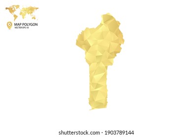 Mapa de polos bajo de Benín. Polígono dorado. Ilustración vectorial eps 10.