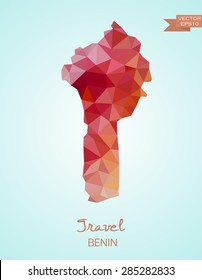 Low Poly map of Benin isolated on background. Vector version