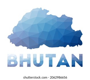 Low poly map of Bhutan. Geometric illustration of the country. Bhutan polygonal map. Technology, internet, network concept. Vector illustration.