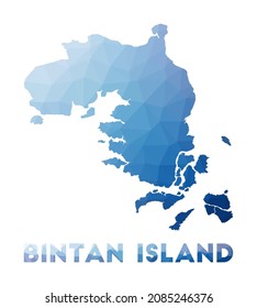 Low poly map of Bintan Island. Bintan Island polygonal map. Technology, internet, network concept. Vector illustration.