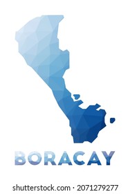 Low poly map of Boracay. Geometric illustration of the island. Boracay polygonal map. Technology, internet, network concept. Vector illustration.